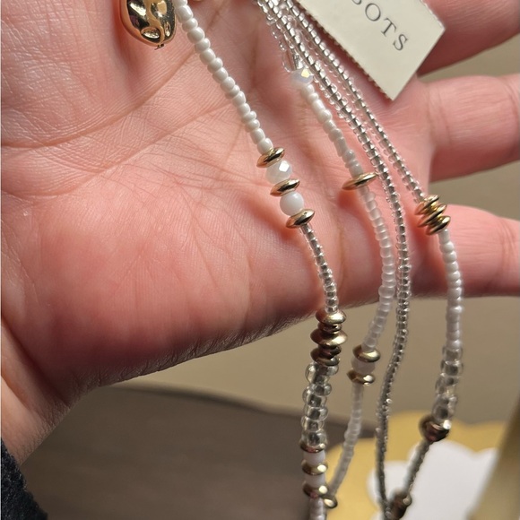 Talbots Dainty white and gold beaded Boho necklace 18” NWT - Picture 6 of 9